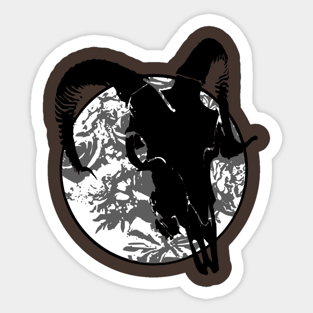 Goat Skull And Roses Sticker by Wesley32